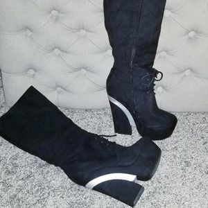 Black and Silver Tall Wedges